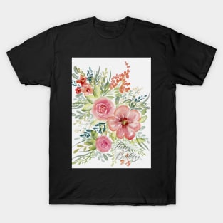 Modern Watercolor Happy Birthday Greeting Card T-Shirt